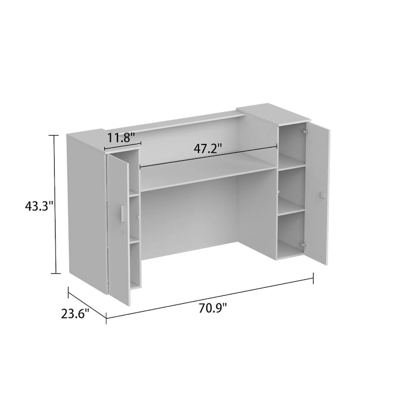 Grand bureau de réception rectangulaire de 70,9W, bureau de travail