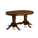 Table de salle à manger Vancouver - un plateau de table de cuisine ovale et un pied double piédestal (options de finition)