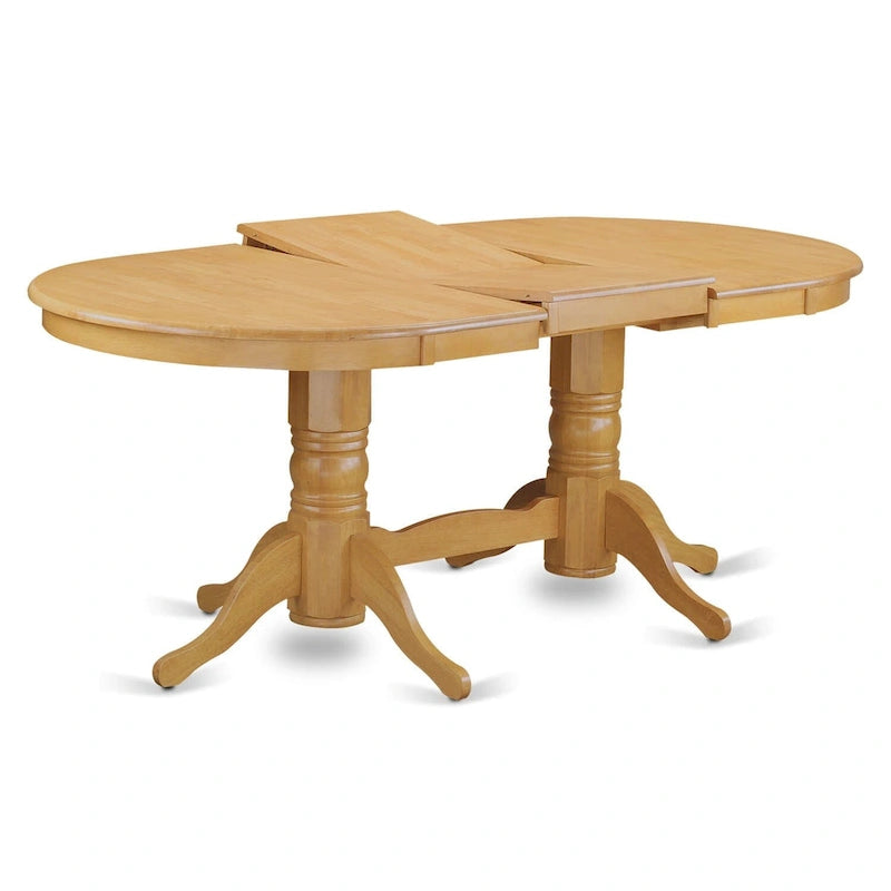 Table de salle à manger Vancouver - un plateau de table de cuisine ovale et un pied double piédestal (options de finition)