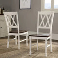 Chaise de salle à manger en bois cerisier/blanc antique (lot de 2) - 17,75 L x 23,5 P x 39 H