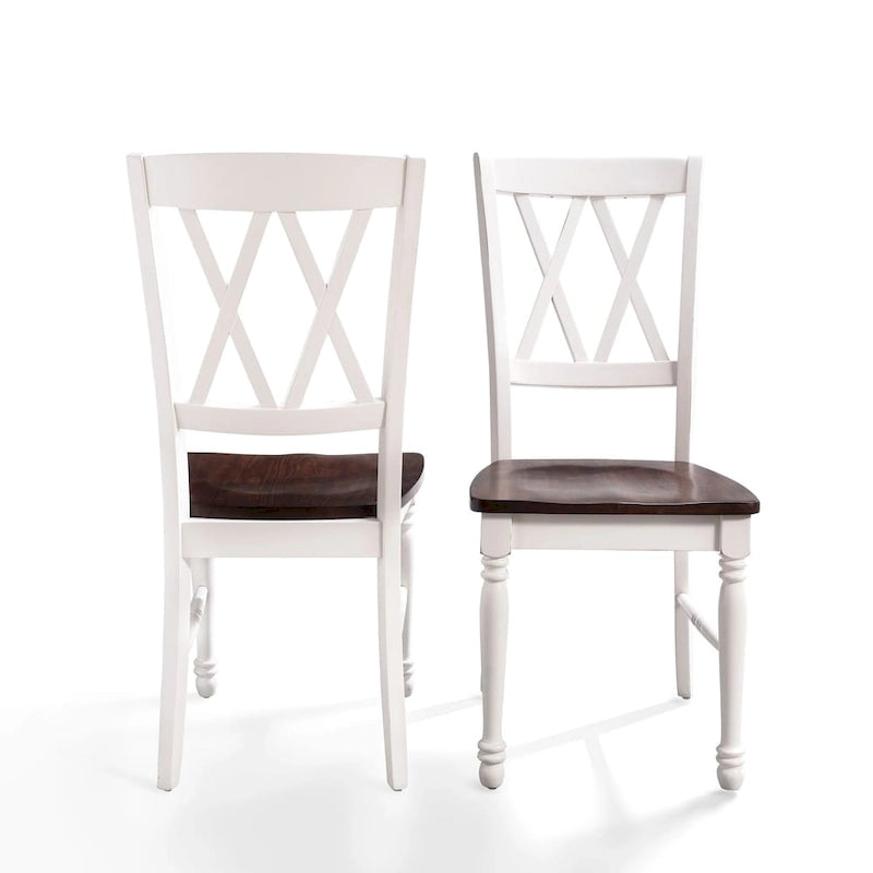 Chaise de salle à manger en bois cerisier/blanc antique (lot de 2) - 17,75 L x 23,5 P x 39 H
