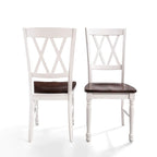 Chaise de salle à manger en bois cerisier/blanc antique (lot de 2) - 17,75 L x 23,5 P x 39 H