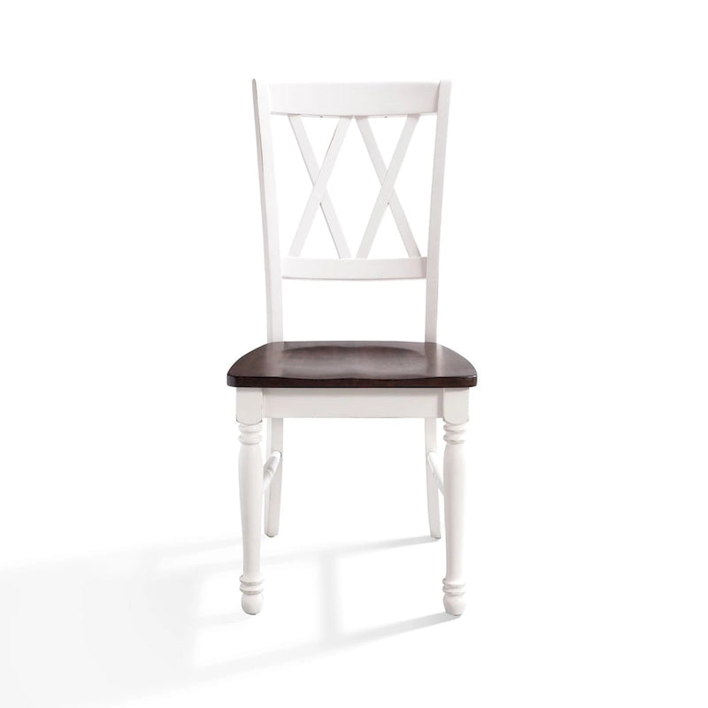 Chaise de salle à manger en bois cerisier/blanc antique (lot de 2) - 17,75 L x 23,5 P x 39 H
