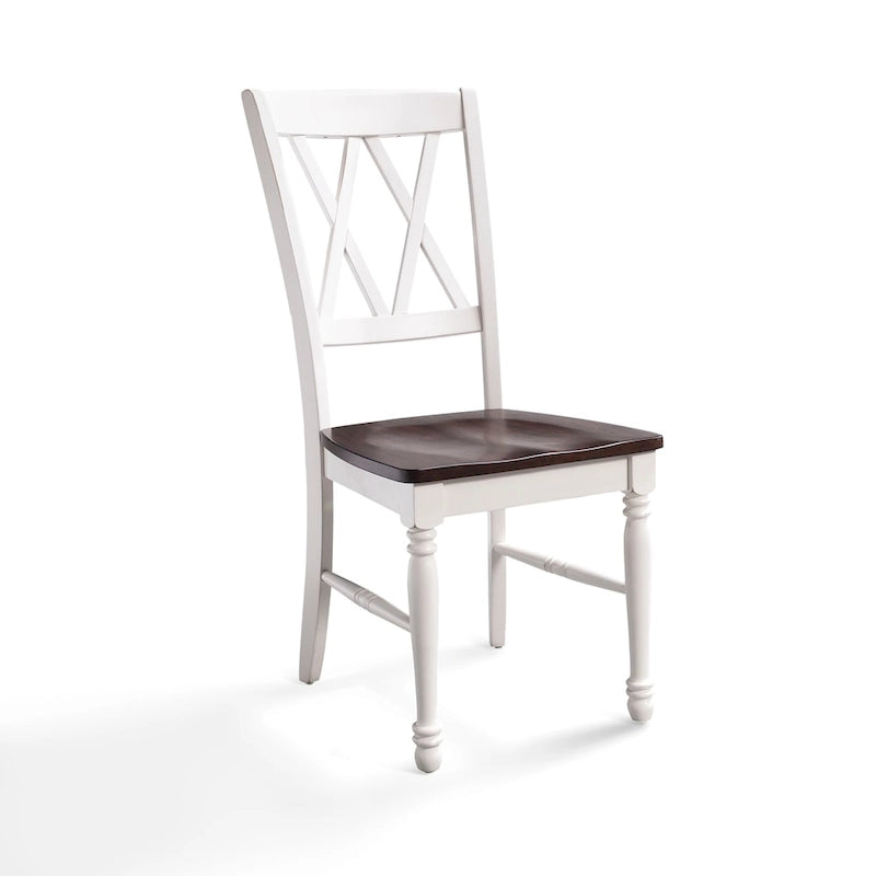 Chaise de salle à manger en bois cerisier/blanc antique (lot de 2) - 17,75 L x 23,5 P x 39 H