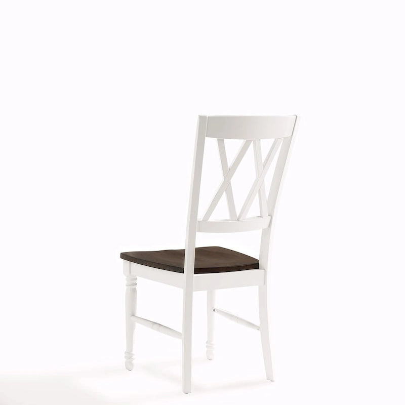 Chaise de salle à manger en bois cerisier/blanc antique (lot de 2) - 17,75 L x 23,5 P x 39 H