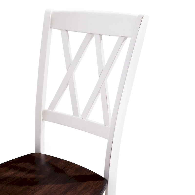 Chaise de salle à manger en bois cerisier/blanc antique (lot de 2) - 17,75 L x 23,5 P x 39 H