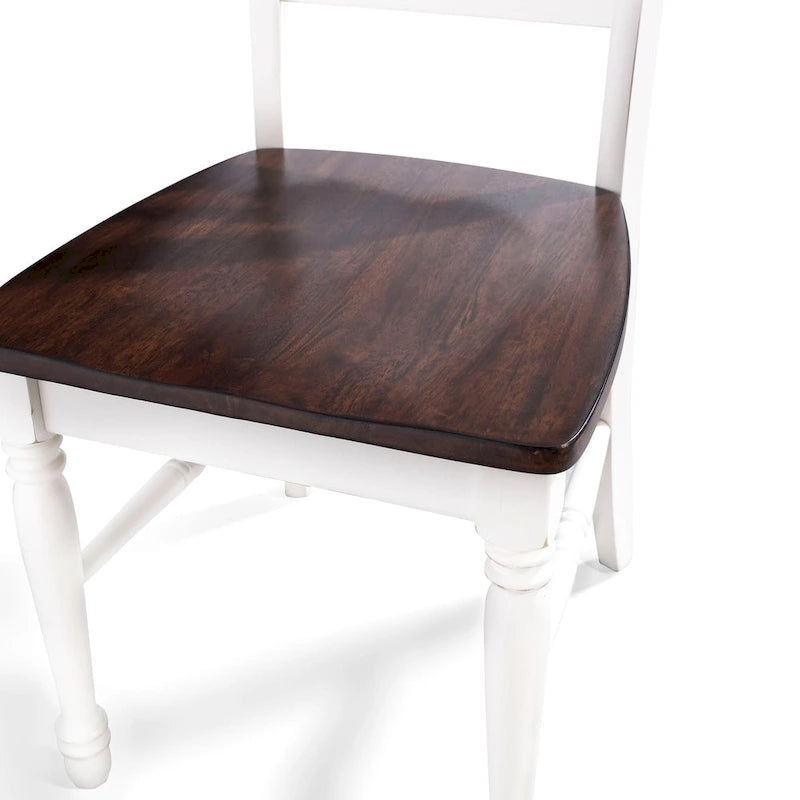 Chaise de salle à manger en bois cerisier/blanc antique (lot de 2) - 17,75 L x 23,5 P x 39 H