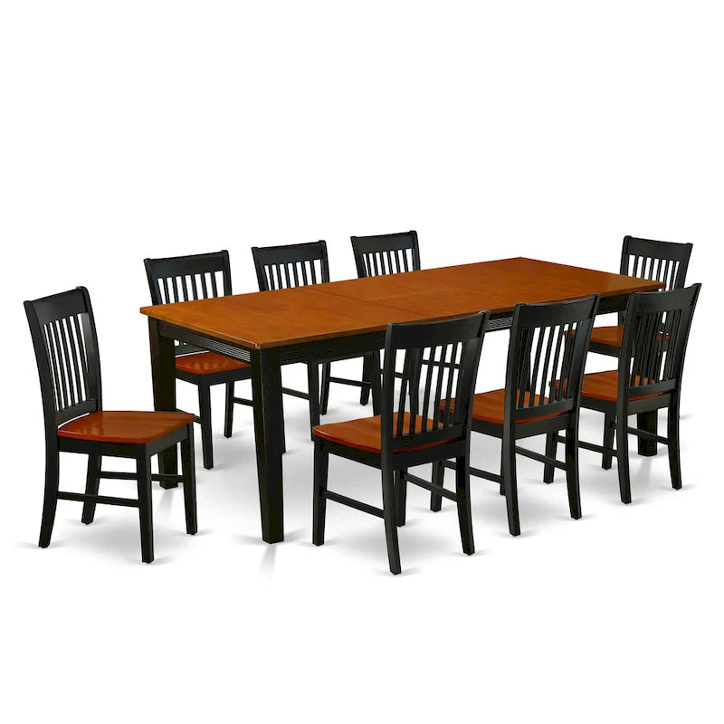Ensemble de salle à manger - une table de salle à manger rectangulaire et des chaises de cuisine, noir et cerisier (option de pièces)