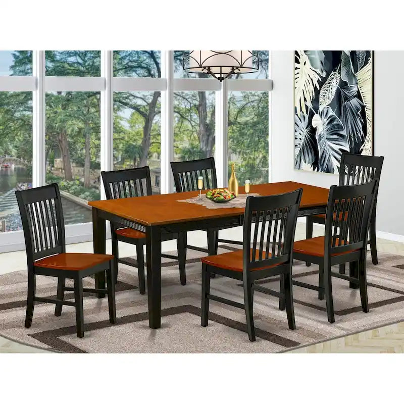 Ensemble de salle à manger - une table de salle à manger rectangulaire et des chaises de cuisine, noir et cerisier (option de pièces)