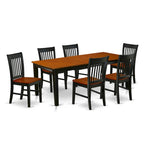 Ensemble de salle à manger - une table de salle à manger rectangulaire et des chaises de cuisine, noir et cerisier (option de pièces)