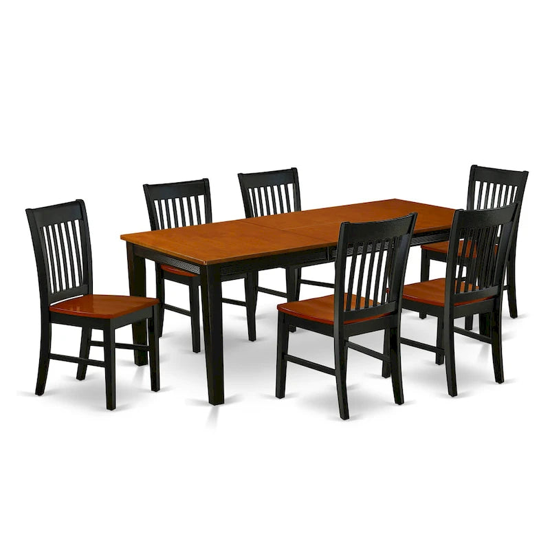 Ensemble de salle à manger - une table de salle à manger rectangulaire et des chaises de cuisine, noir et cerisier (option de pièces)