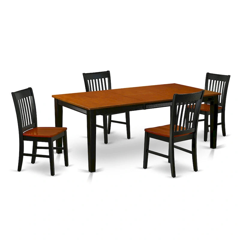 Ensemble de salle à manger - une table de salle à manger rectangulaire et des chaises de cuisine, noir et cerisier (option de pièces)