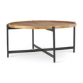 Marquisa Medium Brown Solid Wood w/ Black Iron Frame 42 Round Coffee Table - 42L x 42W x 19H