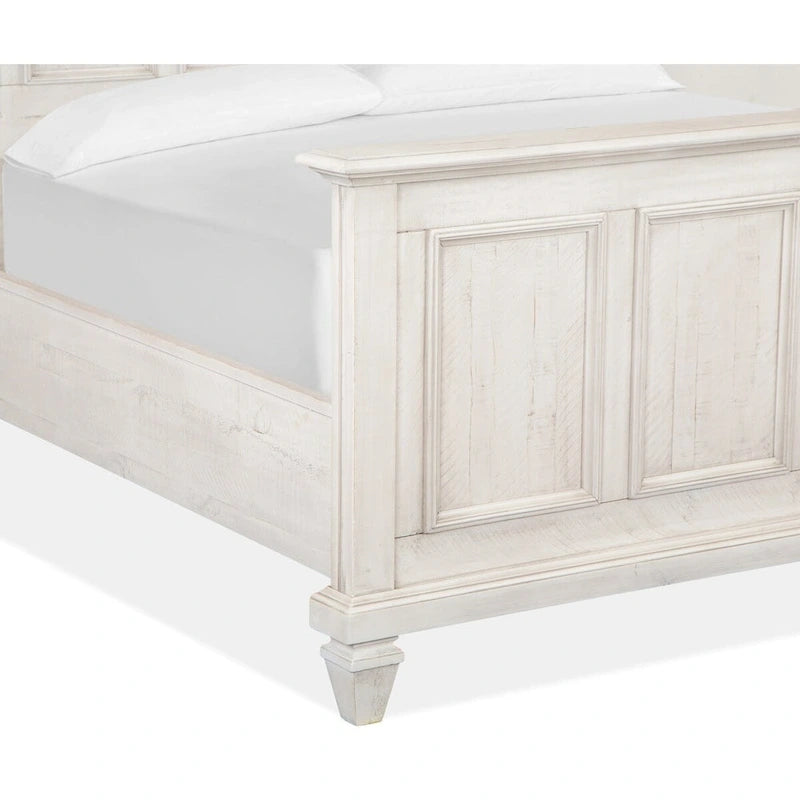 Lit à panneaux King size Ivoire pour 2 – Pin & Bois dur, Portes à persiennes