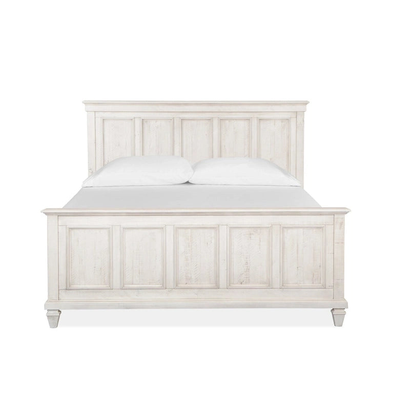 Lit à panneaux King size Ivoire pour 2 – Pin & Bois dur, Portes à persiennes