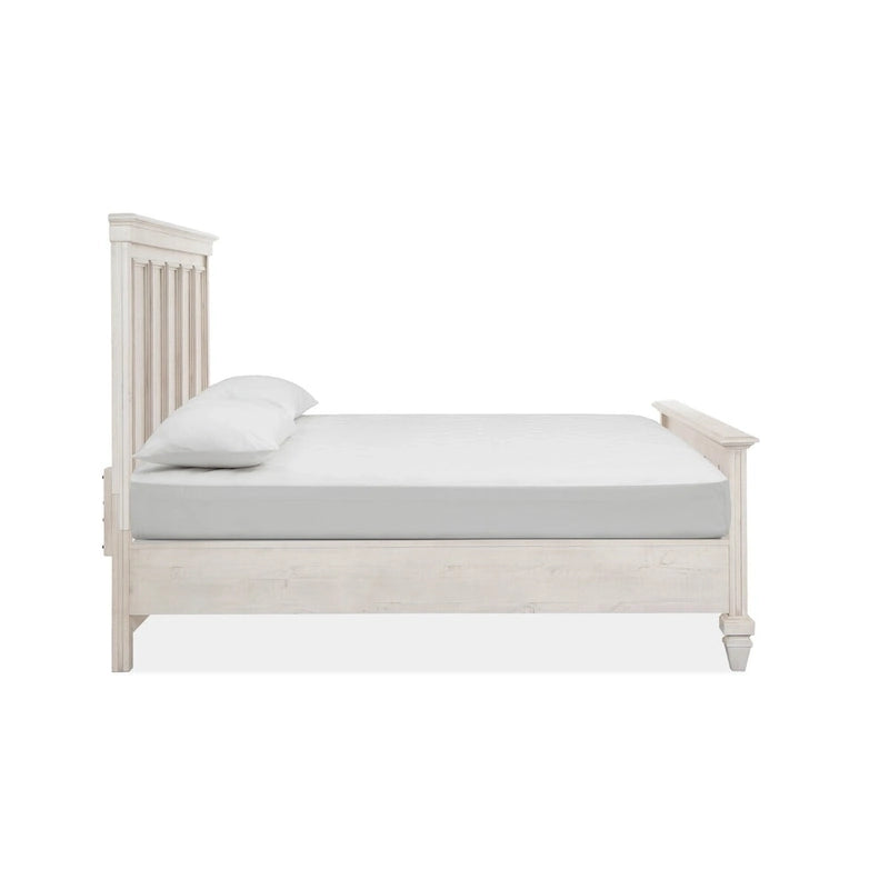 Lit à panneaux King size Ivoire pour 2 – Pin & Bois dur, Portes à persiennes