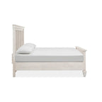 Lit à panneaux King size Ivoire pour 2 – Pin & Bois dur, Portes à persiennes