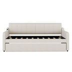 Lit de repos capitonné Twin avec lit gigogne et port de charge USB, le lit gigogne pouvant être à plat ou relevé et dossier capitonné