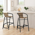 Tabourets de bar en rotin pour l'intérieur et l'extérieur, lot de 2