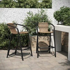 Tabourets de bar en rotin pour l'intérieur et l'extérieur, lot de 2