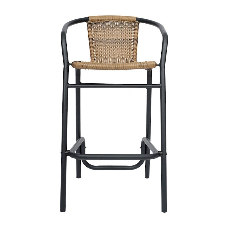 Tabourets de bar en rotin pour l'intérieur et l'extérieur, lot de 2