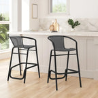 Tabourets de bar en rotin pour l'intérieur et l'extérieur, lot de 2