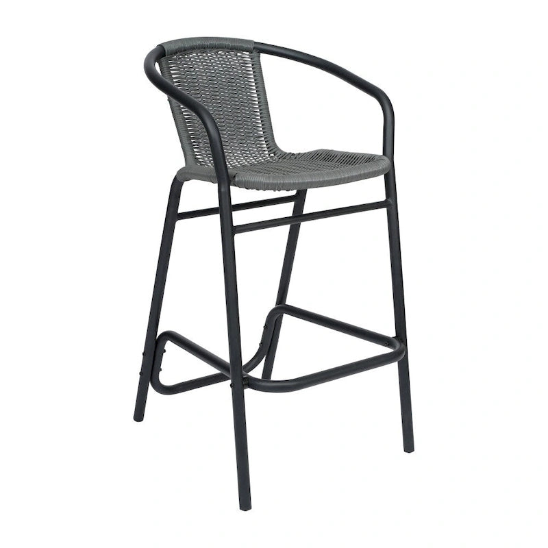 Tabourets de bar en rotin pour l'intérieur et l'extérieur, lot de 2