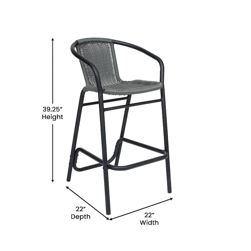 Tabourets de bar en rotin pour l'intérieur et l'extérieur, lot de 2