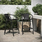 Tabourets de bar en rotin pour l'intérieur et l'extérieur, lot de 2
