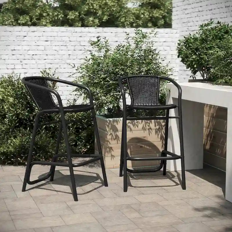 Tabourets de bar en rotin pour l'intérieur et l'extérieur, lot de 2