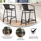 Tabourets de bar en rotin pour l'intérieur et l'extérieur, lot de 2