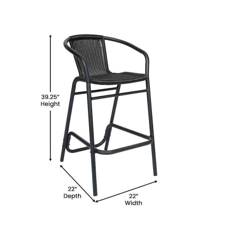 Tabourets de bar en rotin pour l'intérieur et l'extérieur, lot de 2