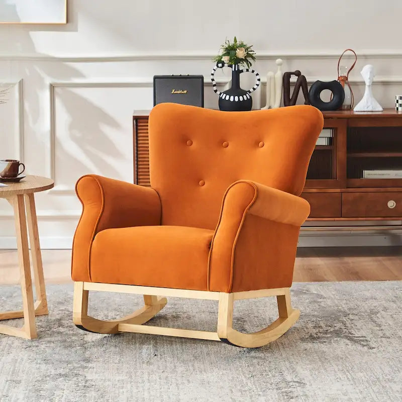 Chaise à bascule à dossier haut pour bébé, fauteuil de nurserie, siège rembourré en tissu confortable, fauteuil à dossier haut