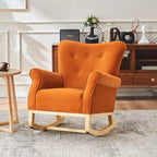 Chaise à bascule à dossier haut pour bébé, fauteuil de nurserie, siège rembourré en tissu confortable, fauteuil à dossier haut