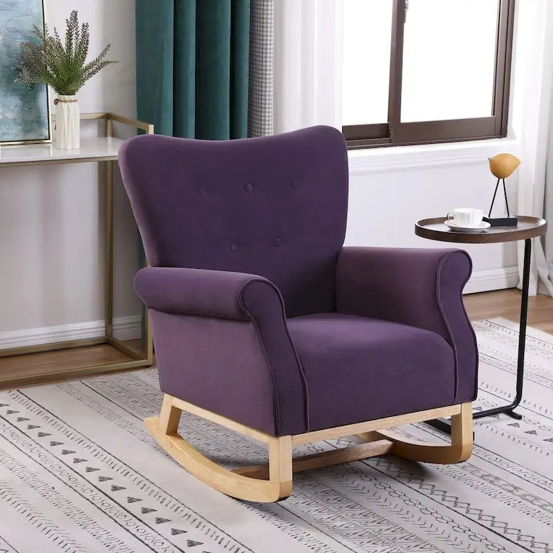 Chaise à bascule à dossier haut pour bébé, fauteuil de nurserie, siège rembourré en tissu confortable, fauteuil à dossier haut