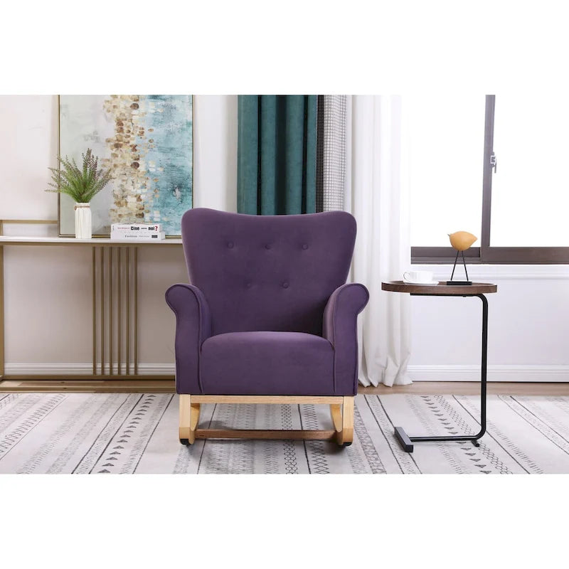 Chaise à bascule à dossier haut pour bébé, fauteuil de nurserie, siège rembourré en tissu confortable, fauteuil à dossier haut