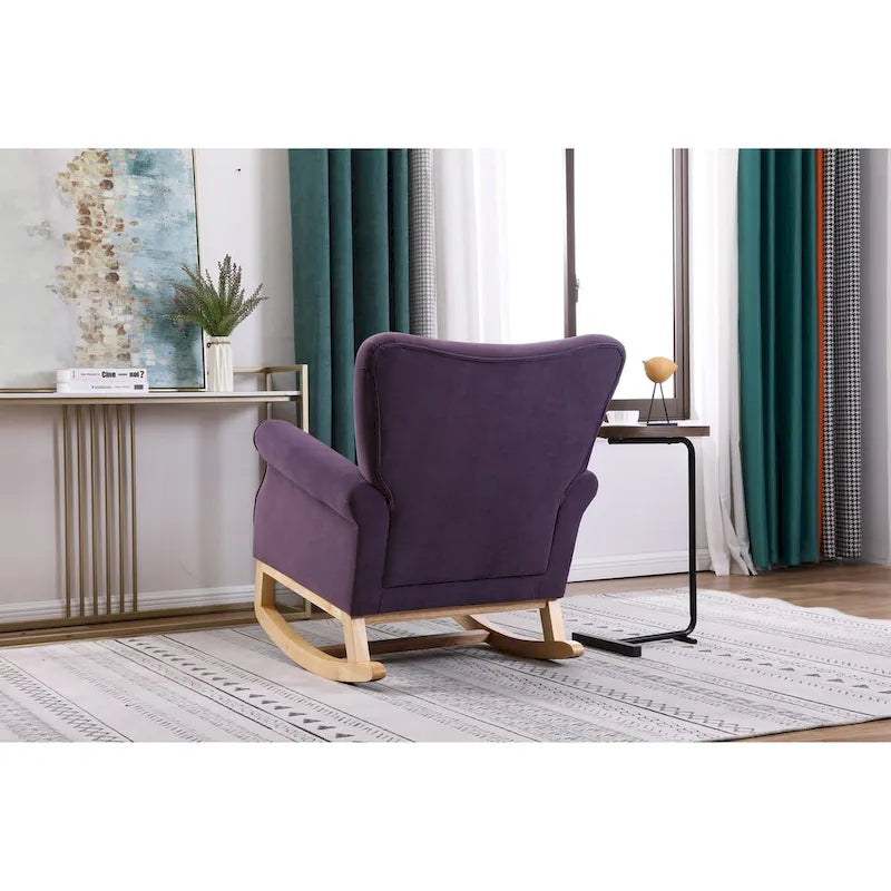 Chaise à bascule à dossier haut pour bébé, fauteuil de nurserie, siège rembourré en tissu confortable, fauteuil à dossier haut