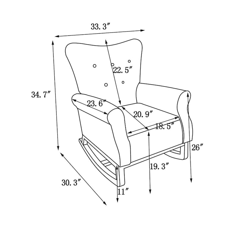 Chaise à bascule à dossier haut pour bébé, fauteuil de nurserie, siège rembourré en tissu confortable, fauteuil à dossier haut