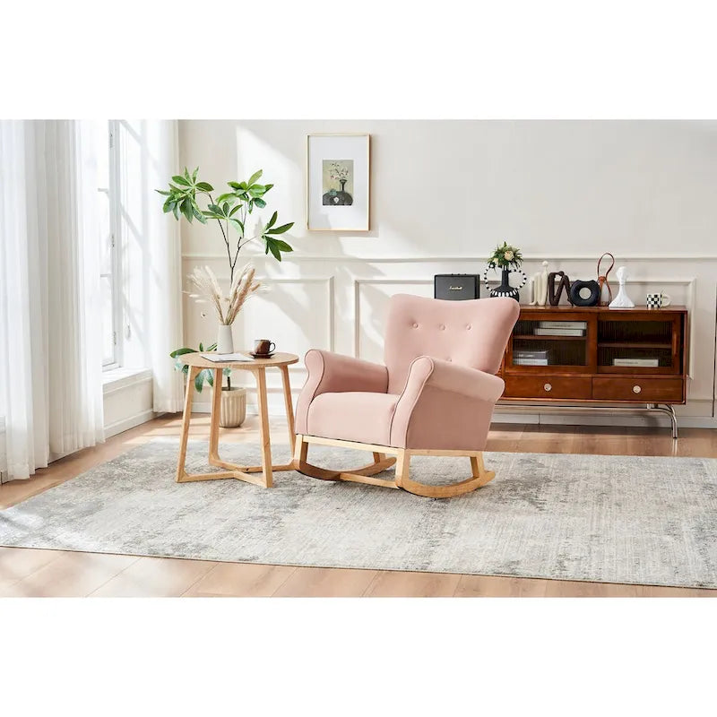Chaise à bascule à dossier haut pour bébé, fauteuil de nurserie, siège rembourré en tissu confortable, fauteuil à dossier haut