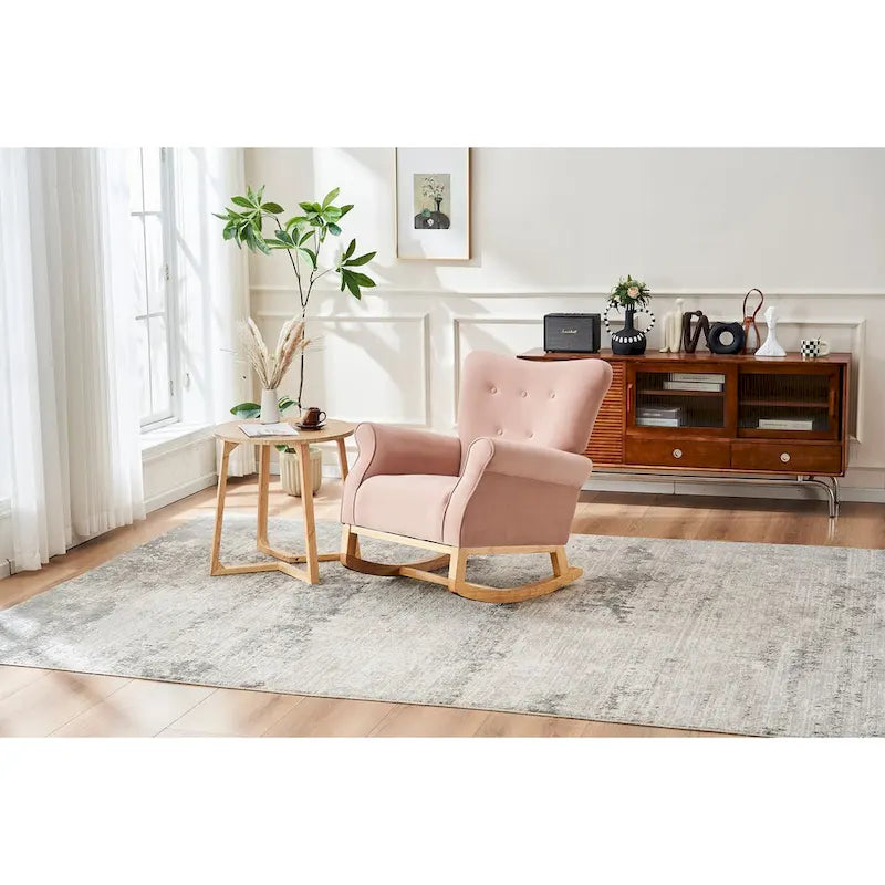 Chaise à bascule à dossier haut pour bébé, fauteuil de nurserie, siège rembourré en tissu confortable, fauteuil à dossier haut
