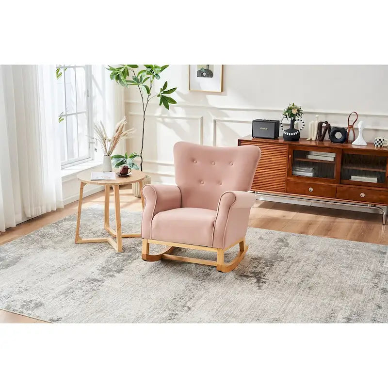 Chaise à bascule à dossier haut pour bébé, fauteuil de nurserie, siège rembourré en tissu confortable, fauteuil à dossier haut