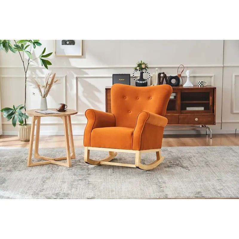 Chaise à bascule à dossier haut pour bébé, fauteuil de nurserie, siège rembourré en tissu confortable, fauteuil à dossier haut