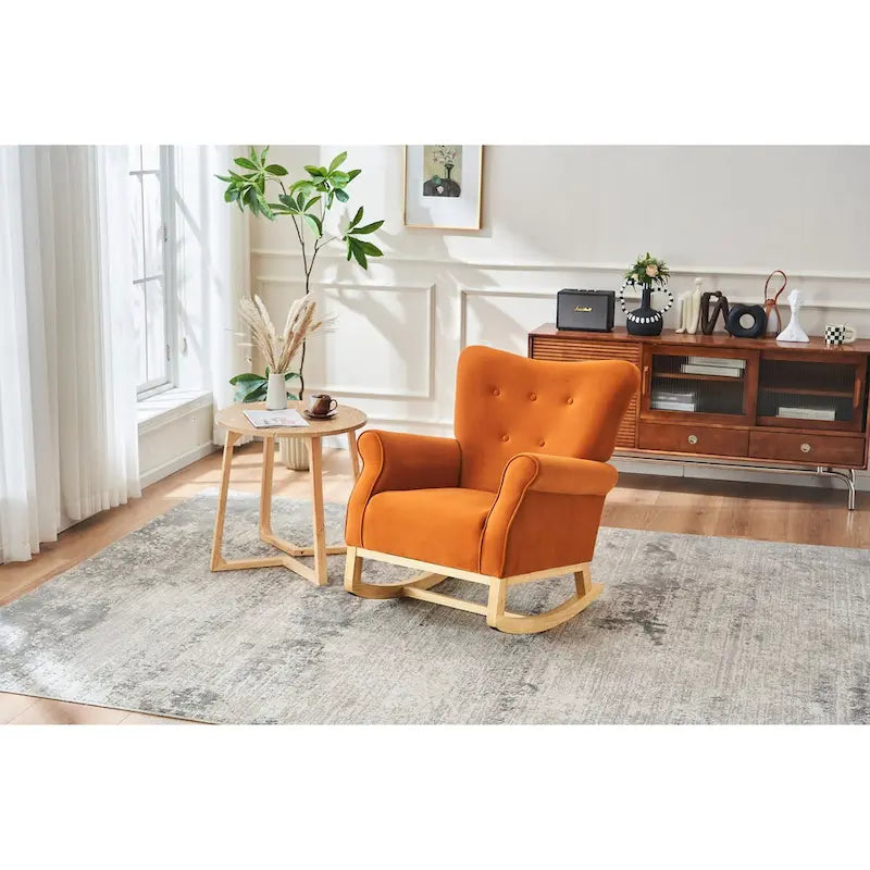 Chaise à bascule à dossier haut pour bébé, fauteuil de nurserie, siège rembourré en tissu confortable, fauteuil à dossier haut