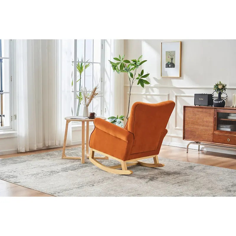Chaise à bascule à dossier haut pour bébé, fauteuil de nurserie, siège rembourré en tissu confortable, fauteuil à dossier haut