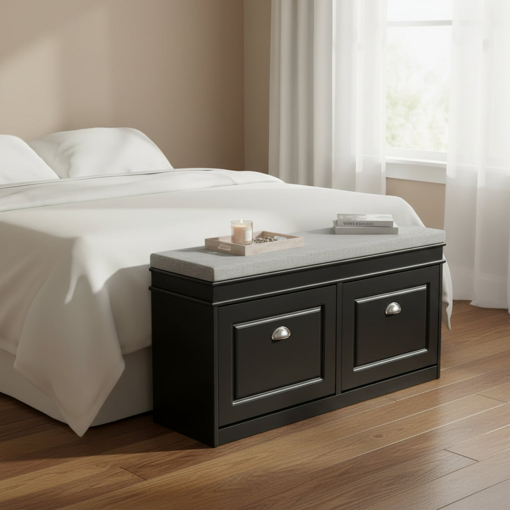 SoBuy FSR64-SCH,Hallway Shoe Bench Storage Cabinet With Flip-Drawer
