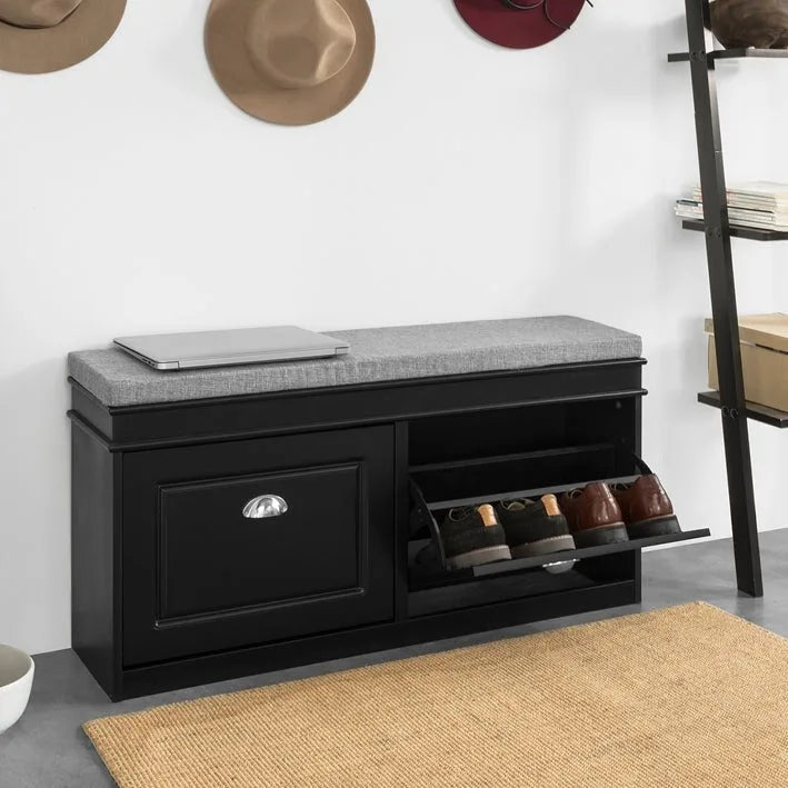 SoBuy FSR64-SCH, Meuble de Rangement Banc à Chaussures avec Tiroir Rabattable pour Couloir