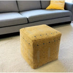   18 Yellow Abstract Pouf Ottoman