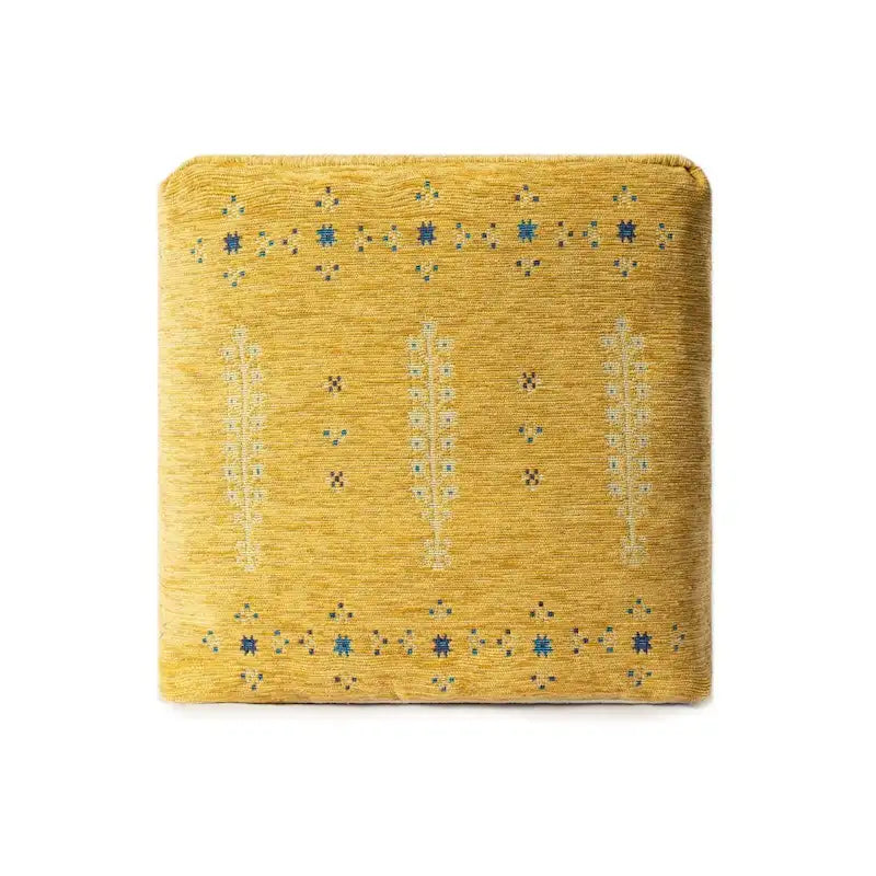 18 Pouf ottoman abstrait jaune
