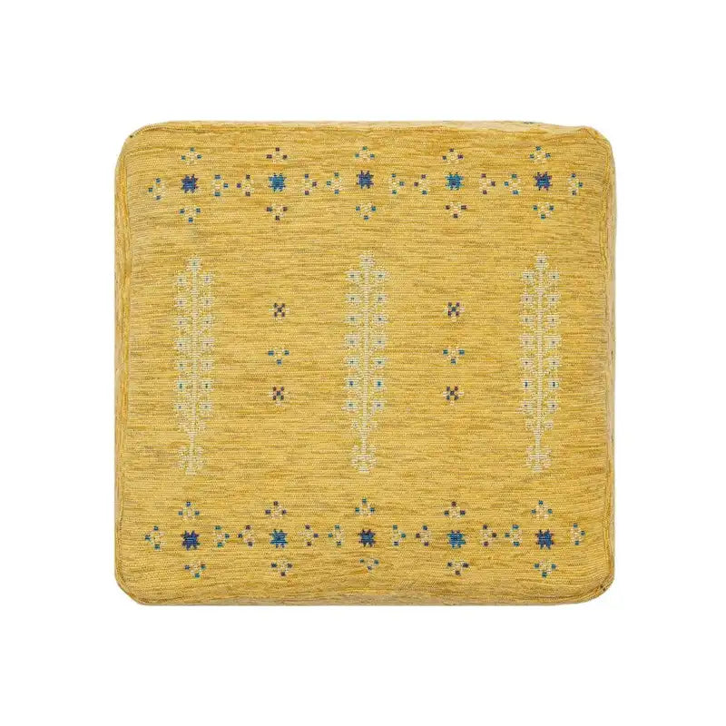 18 Pouf ottoman abstrait jaune