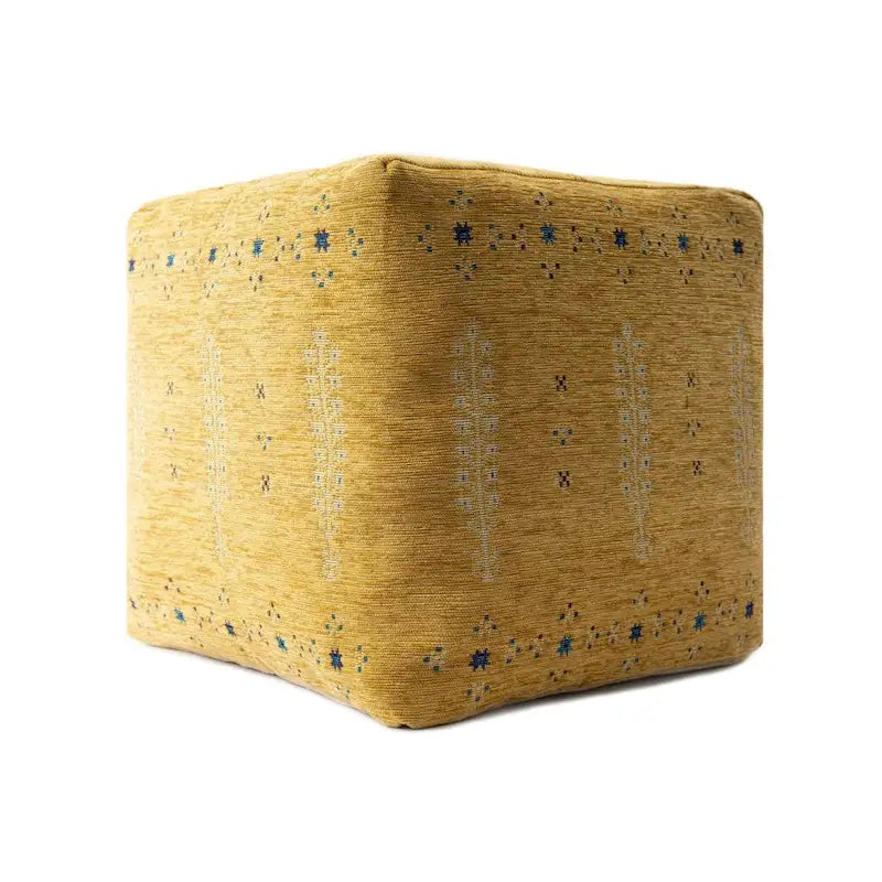 18 Pouf ottoman abstrait jaune